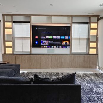 Mike Knows Audio Video - Finished custom theater setup in a living room, audio gear hidden in cabinets - High Fidelity Audio Equipment Near Me - Chino Valley, Arizona Mike Knows Audio Video - Finished custom theater setup in a living room, audio gear hidden in cabinets - High Fidelity Audio Equipment Near Me - Chino Valley, Arizona