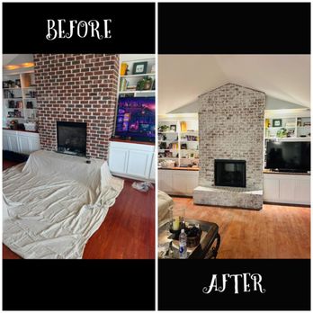 Integrity Brick - White mortar wash fireplace transformation - Chimney Sweeps Near Me - Pensacola, Florida Integrity Brick - White mortar wash fireplace transformation - Chimney Sweeps Near Me - Pensacola, Florida