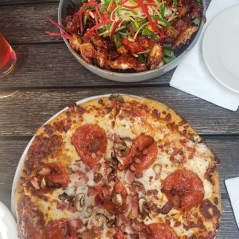 Patrick Molloy's - Pizza and bbq chicken salad. - New American Near Me - Hermosa Beach, California Patrick Molloy's - Pizza and bbq chicken salad. - New American Near Me - Hermosa Beach, California