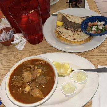 Joe's Bakery & Coffee Shop - Menudo, Barbacoa taco and bang and cheese taco. The Barbacoa taco was thick but OK. - Mexican Near Me - Austin, Texas