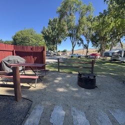 Klamath Falls KOA - Front of the cabin ( grill, picnic table, and fire pit included)