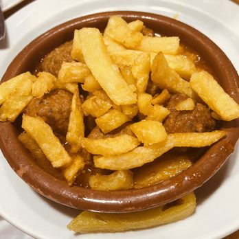 Casa Dani - Meat balls in marinara and fries - Spanish Near Me - Madrid, M Casa Dani - Meat balls in marinara and fries - Spanish Near Me - Madrid, M