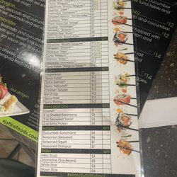 AJ's Sushi Bar - Sushi bar menu
