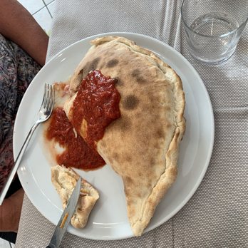 Pizzeria Stella - Calzone w mozzarella ham mushrooms and spicy salami (not very spicy) - Italian Near Me - Venezia, VE Pizzeria Stella - Calzone w mozzarella ham mushrooms and spicy salami (not very spicy) - Italian Near Me - Venezia, VE