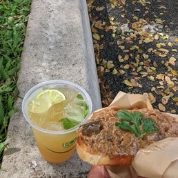 Eggplant toast + house iced tea