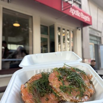 Apollo Bagels - Everything bagel with cream cheese, smoked salmon, capers and fresh dill... - Bagels Near Me - New York, New York Apollo Bagels - Everything bagel with cream cheese, smoked salmon, capers and fresh dill... - Bagels Near Me - New York, New York