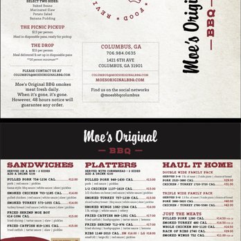 Moe's Original BBQ - Menu - Barbeque Near Me - Columbus, Georgia Moe's Original BBQ - Menu - Barbeque Near Me - Columbus, Georgia