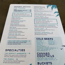 Drink menu