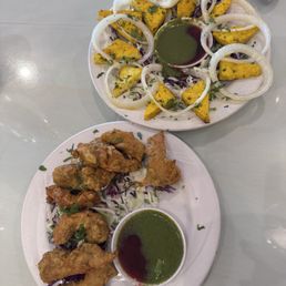 Paneer Tikka and chicken Pakoras Paneer Tikka and chicken Pakoras