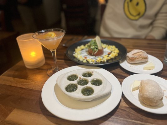 Photo of Chapeau - San Francisco, CA, US. Escargot, Trio of Salmon