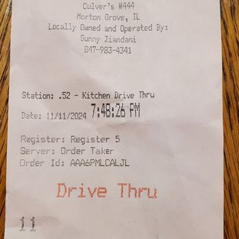 Culver's - My order from this evening - Fast Food Near Me - Morton Grove, Illinois