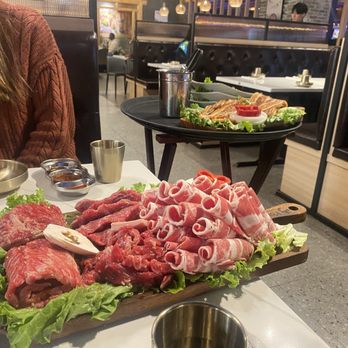 Koho Korean BBQ House - Combo A and spicy pork belly on the side top tray - Korean Near Me - Hanover, Maryland Koho Korean BBQ House - Combo A and spicy pork belly on the side top tray - Korean Near Me - Hanover, Maryland