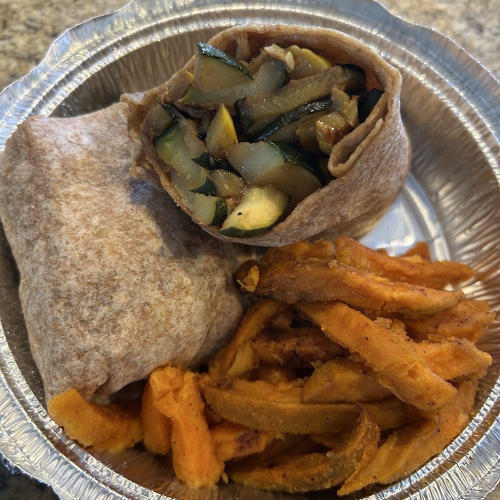 Fitness Grill - Veggie wrap with baked sweet potato fries! - American Near Me - Randolph, New Jersey Fitness Grill - Veggie wrap with baked sweet potato fries! - American Near Me - Randolph, New Jersey