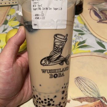 Wushiland Boba - Boba / Pearl / Grass Jelly Milk tea w/o ice and 70% sweet - Coffee & Tea Near Me - Arcadia, California