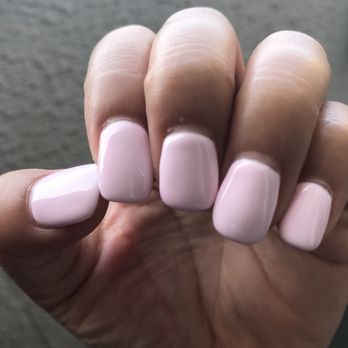Natural Nails - Thick acrylic and 3 layers of nail polish. She could not file the nail part by my cuticle down so they are hedious. - Nail Salons Near Me - Houston, Texas
