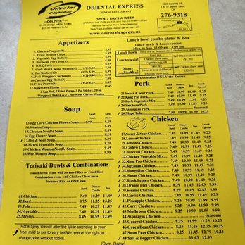Oriental Express - Menu - Chinese Near Me - Shasta Lake, California
