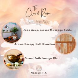 Mud & Lotus Outdoor Soaking Tub and Sauna - New Offering! Book your Cloud Room Experience for the ultimate bliss and relaxation!