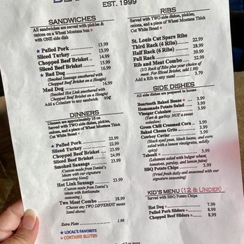 Beartooth Barbecue - 07.11.21 menu - Barbeque Near Me - West Yellowstone, Montana