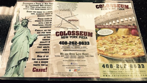 Menu photo 8 Colosseum New York Pizza Milpitas, CA Menu photo 8 Colosseum New York Pizza Milpitas, CA