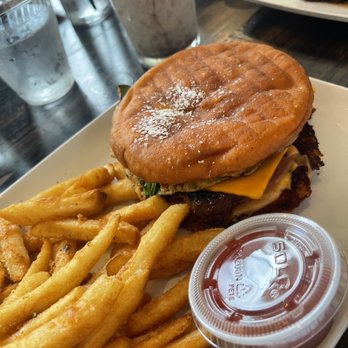 Mo' Brunch & Brews - Dilla Donut Sandwich with regular fries - Breakfast & Brunch Near Me - Houston, Texas Mo' Brunch & Brews - Dilla Donut Sandwich with regular fries - Breakfast & Brunch Near Me - Houston, Texas