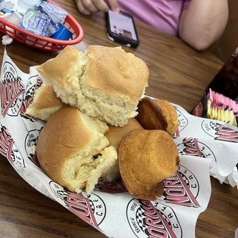 Norma's Cafe - Rolls, corn bread muffin and biscuit on top - Southern Near Me - Dallas, Texas