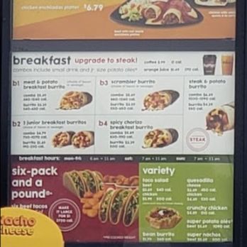 Taco John's - a menu for a fast food restaurant - Fast Food Near Me - Peru, Indiana