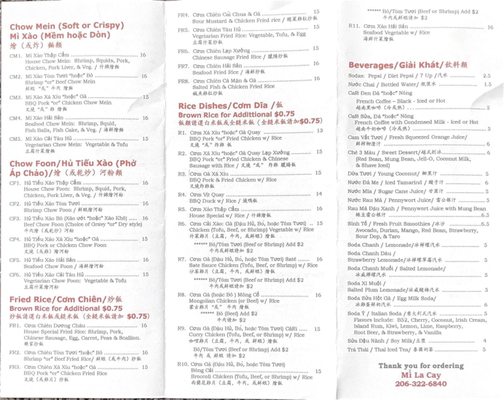 Menu photo 2 Mi La Cay Seattle, WA