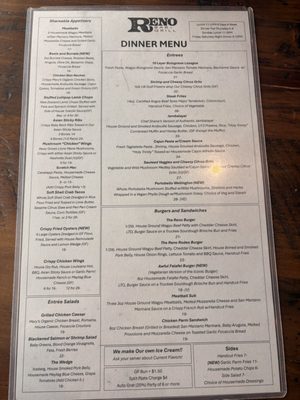 Menu photo 1 Reno Bar and Grill Reno, NV Menu photo 1 Reno Bar and Grill Reno, NV