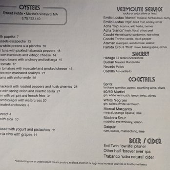 Cervo's - Food and drinks menu - Seafood Near Me - New York, New York
