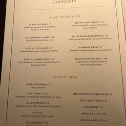 Elegant and fun cocktail menu
