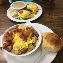 Eggs Benedict and one of the bowl meals