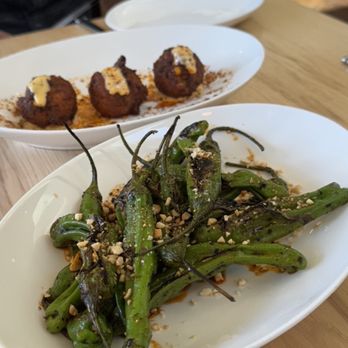 Mercantile - Blistered Shishito Peppers   la Plancha - New American Near Me - Denver, Colorado
