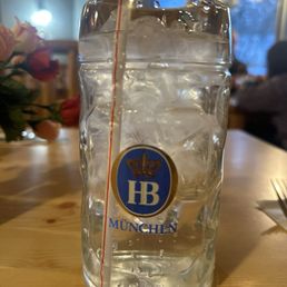 Of course drinks even water served in steins!