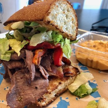 Mendocino Farms - Chimichurri steak and bacon (muy delicioso) with a side of spicy dijon potato salad. (Both 5/5) - Sandwiches Near Me - Addison, Texas Mendocino Farms - Chimichurri steak and bacon (muy delicioso) with a side of spicy dijon potato salad. (Both 5/5) - Sandwiches Near Me - Addison, Texas