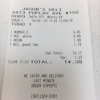 Jason's Deli - I don't mind paying $10 for a sandwich if I get what I paid for. In this case, I did. That cookie was only worth $.50 at the most. - Delis Near Me - Memphis, Tennessee
