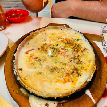Vallarta Mexican Grill - Cheesy yummy gooey spicy chorizo Queso with pico! Yum yum yum :)... - Mexican Near Me - Pensacola, Florida