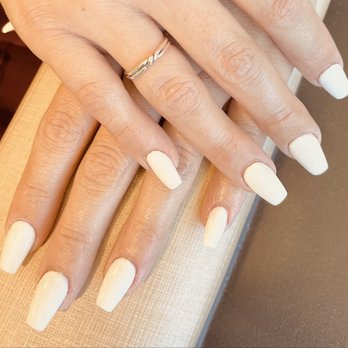 Smiley Nail Spa - White acrylic nails. - Nail Salons Near Me - Walnut Creek, California
