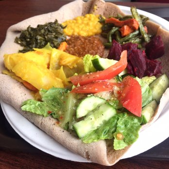 West Side Bazaar - Vegetarian platter from Abyssinia Ethiopian Cuisine - awesome! - Food Court Near Me - Buffalo, New York