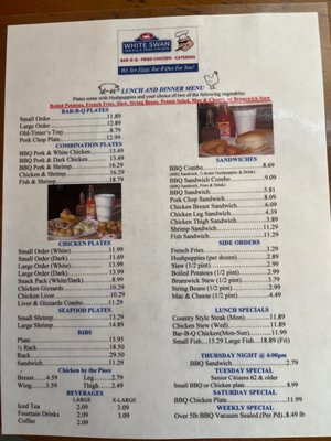 Menu photo 3 White Swan Bar-B-Que & Fried Chicken Smithfield, NC