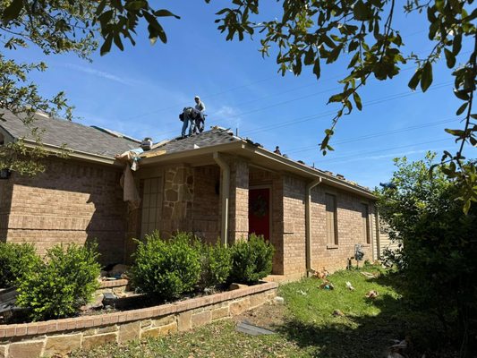 Photo of Peaked Roofing Contracting & Construction - Decatur, TX, US. Definitely not a one man team, these guys worked fast and efficiently!!