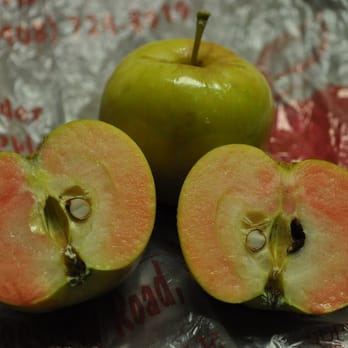 Hillview Farm - Detail of the fascinating Pink Pearl apple - Fruits & Veggies Near Me - Watsonville, California