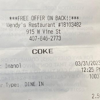 Wendy's - Name on receipt - Burgers Near Me - Kissimmee, Florida Wendy's - Name on receipt - Burgers Near Me - Kissimmee, Florida