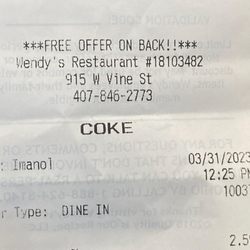 Name on receipt