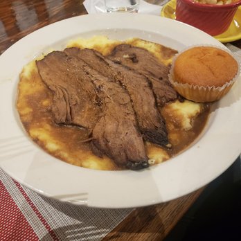 Mama J's Kitchen - Brisket with mash potatoes and gravy. Mac cheese on the side - Soul Food Near Me - Richmond, Virginia