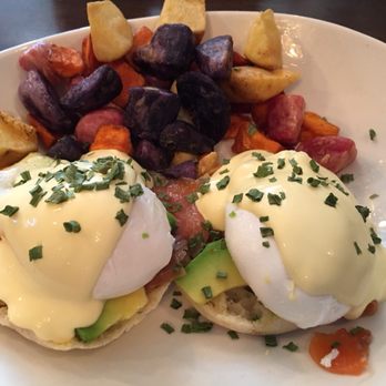 Ramona's Kitchen - Smoked salmon egg Benny and the tri colour potatoes are fresh and very tasty! - Breakfast & Brunch Near Me - Markham, Ontario