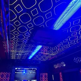 The ceiling of the party bus