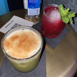 (Left) Rum Matcha Colada (Right) Red Moon & New Visions (Left) Rum Matcha Colada (Right) Red Moon & New Visions