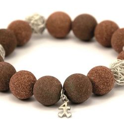 Juwelier Willenberg - Mainzer Dom-Sandstein Armband mit Sterlingsilber Drahtkugeln und Innungszeichen der Steinmetze
