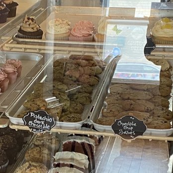 The Happy Bakery - The Happy Bakery: (interior) desert case in the bakery - Cupcakes Near Me - O'Fallon, Illinois