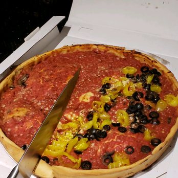 Giordano's - Toppings dumped with no care, zoom in close and you can see tomato sauce is dry and congealed. Doesn't look or taste good at all. - Pizza Near Me - Columbus, Ohio